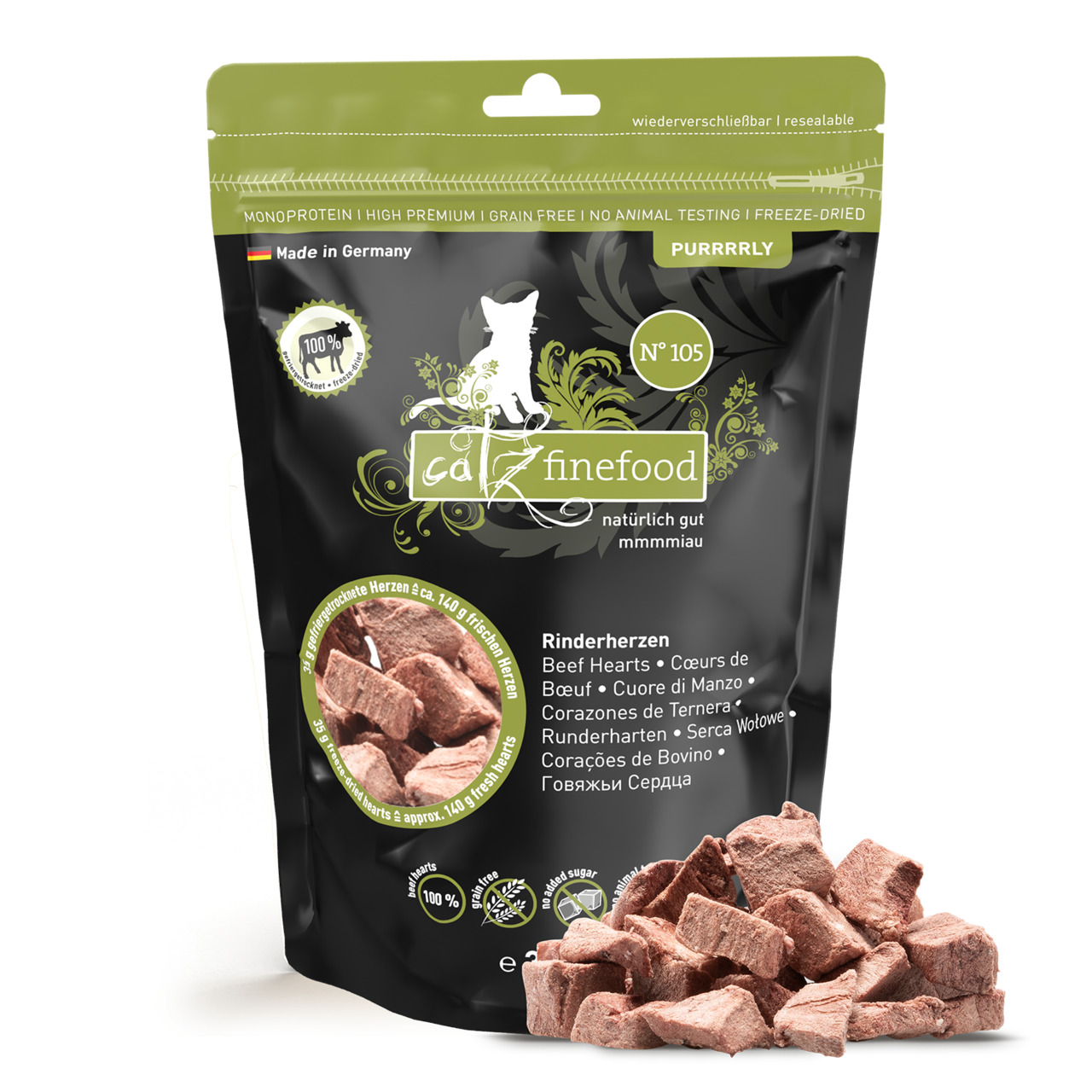 Catz finefood Purrrrly No. 105 Rinderherzen 35 Gramm Katzensnacks