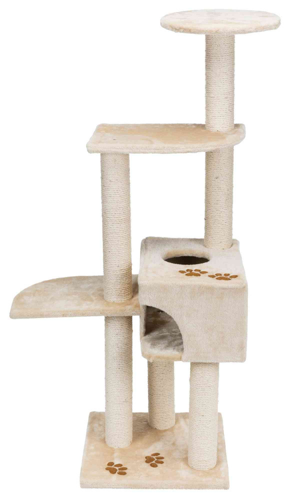 TRIXIE Kratzbaum "Filou" beige, Katzen, mit Höhle & Sisalstämmen, ideal zum Klettern, Kratzen & Entspannen, für alle Größen.