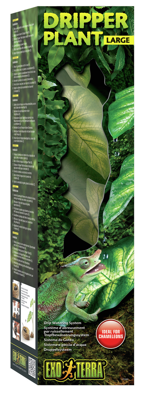 Exo Terra Dripper Plant Large: Tropfbewässerung f. Chamäleons, simuliert Wassertröpfchen, fördert Trinkverhalten, grün, Reptilienhalter.