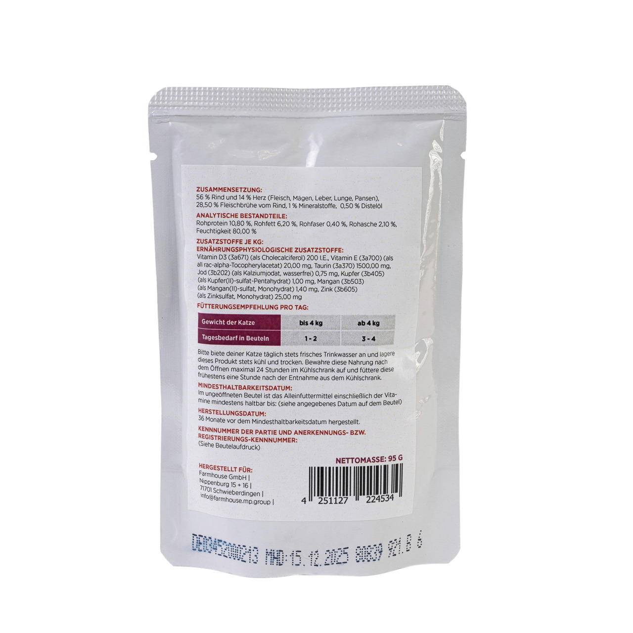 Animonda MINCAS HÄPPCHEN Nassfutter f. ausgew. Katzen, Geschm.: Rind & Herz, 95 g.