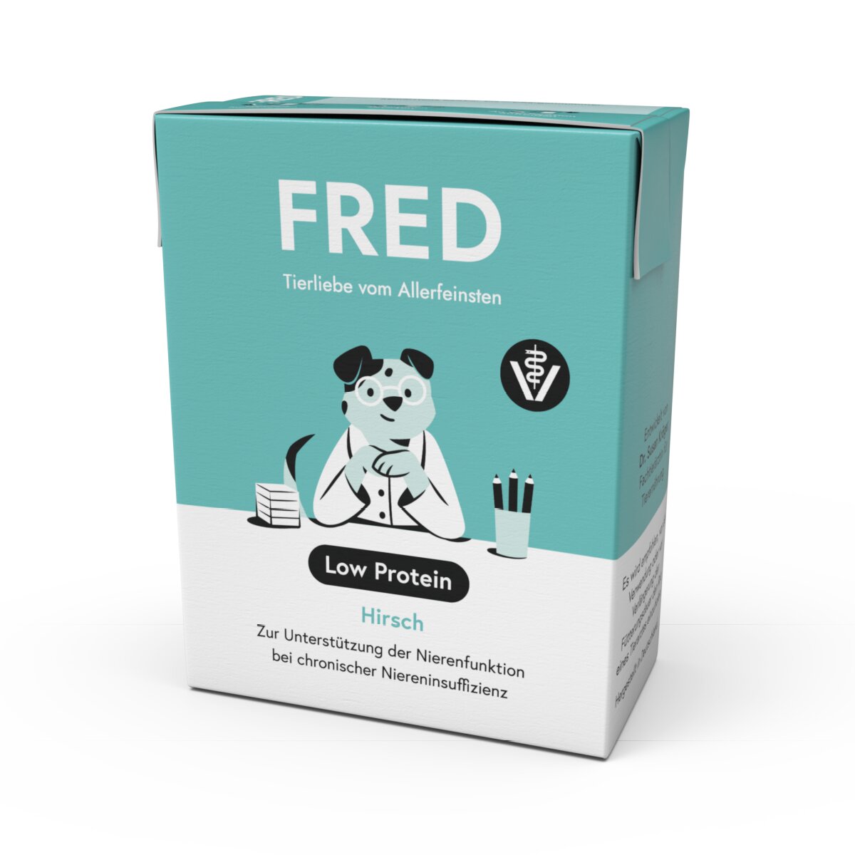 FRED Low Protein Hirsch für Hunde, Diät-Alleinfutter zur Unterstützung der Nierenfunktion bei chronischer Niereninsuffizienz.