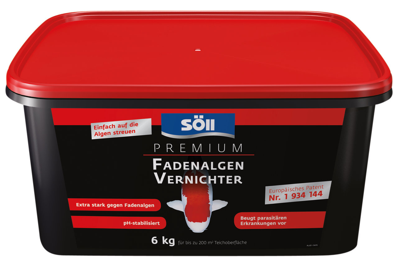 Söll Premium Fadenalgen Vernichter, 6 kg, für Teichbesitzer, bis 200 m², extra stark, pH-stabilisiert, beugt parasitären Erkrankungen vor.
