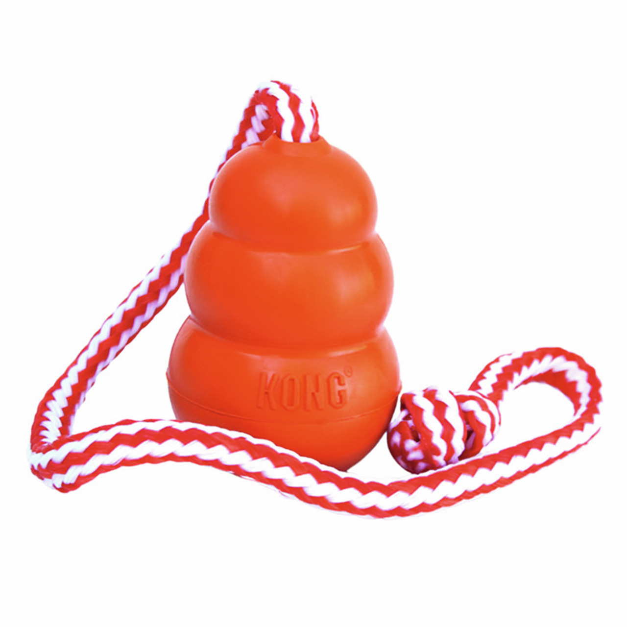KONG Aqua Hundespielzeug, für Hunde, schwimmfähig, mit rot-weißem Seil, ideal für Apportierspiele im Wasser, robust & langlebig.