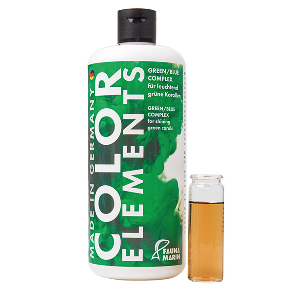 FAUNA MARIN Color Elements Green/Blue Complex, für Aquaristik, fördert grüne Korallen, 500 ml, Made in Germany.