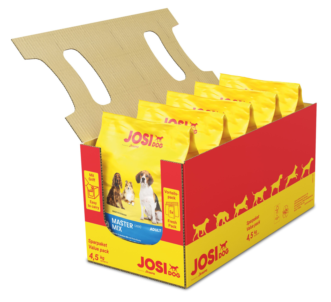 Josera JosiDog Master Mix, Hundefutter für ausgewachsene Hunde, 4,5 kg, Vorteilspack, Frische & einfache Handhabung.