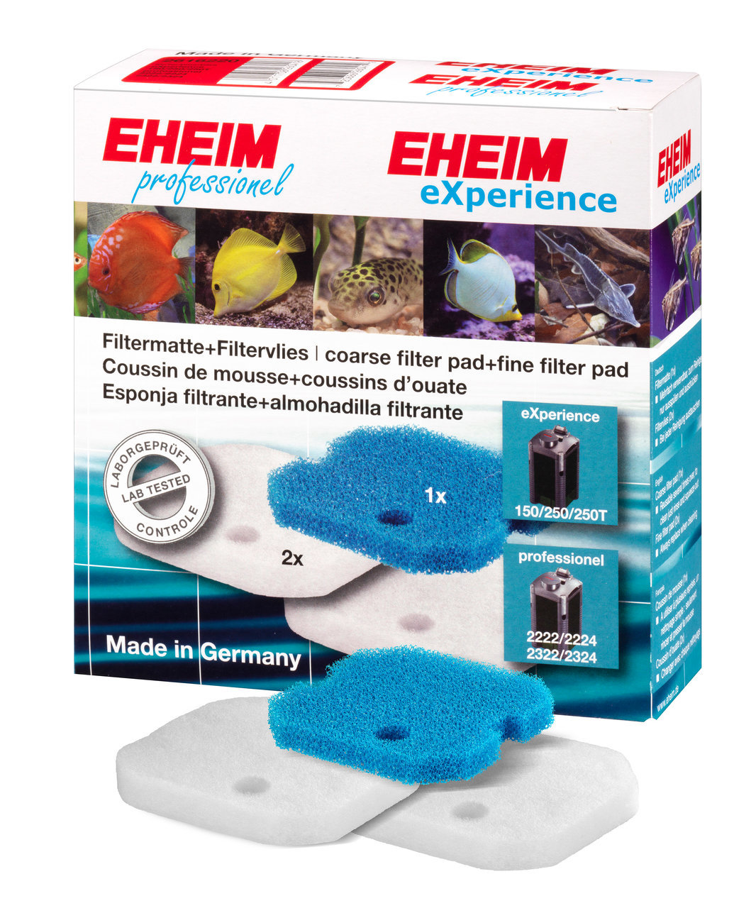 EHEIM Filtermatten/-vliese Set: 1 blaue Matte, 2 weiße Vliese, für eXperience/professionel Filter, Aquarien, „Made in Germany“, geprüft.