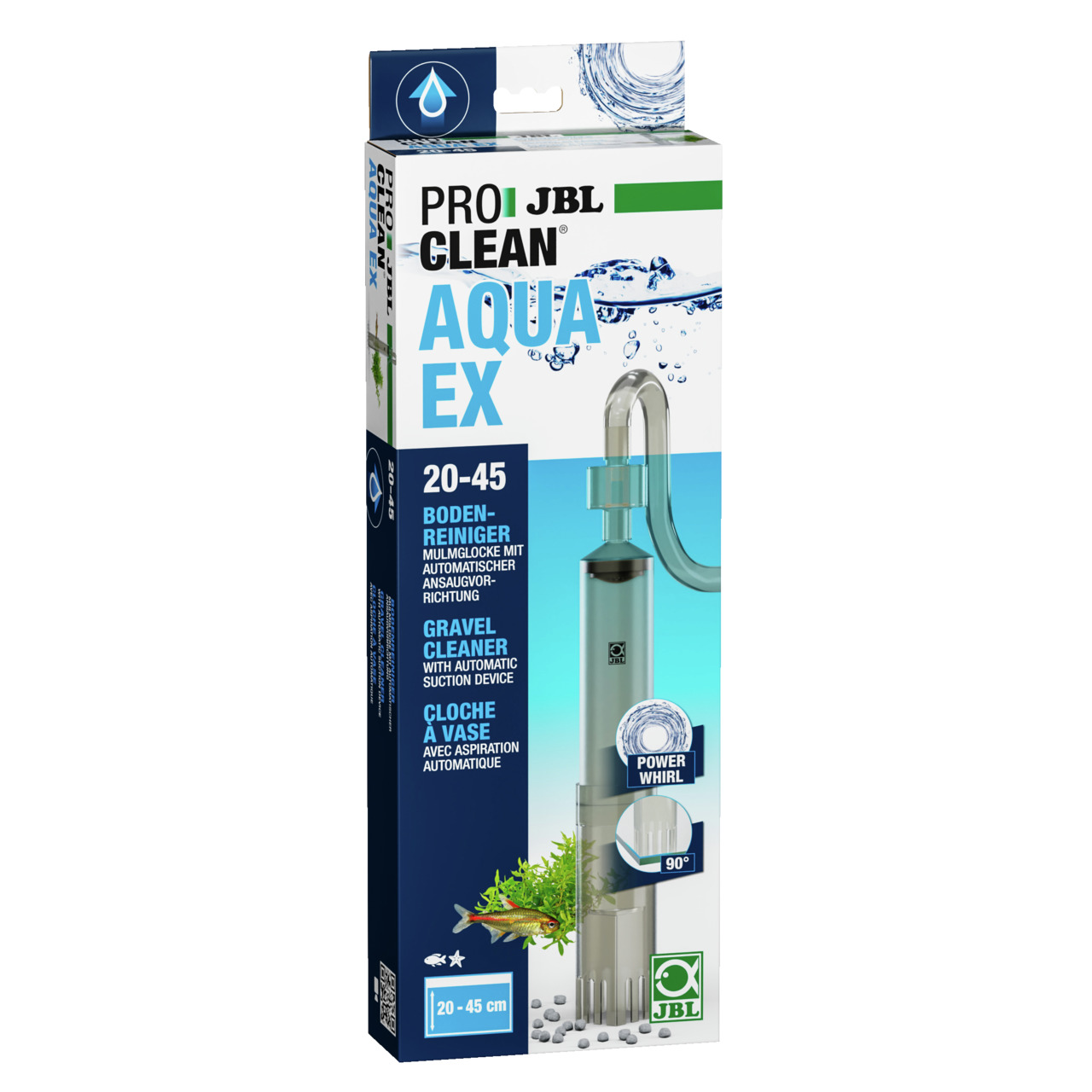 JBL ProClean Aqua EX 20-45, Bodenreiniger f. Aquarien (20-45 cm), mit Ansaugvorrichtung, einfache Handhabung, entfernt Mulm effektiv.