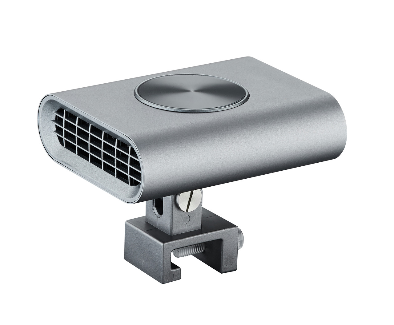 Das Bild zeigt den Chihiros Doctor CO2 Diffusor, ein hochwertiges Zubehör für Aquarien. Das silberne Gerät besteht aus robustem Metall und verfügt über ein modernes, kompaktes Design. Es ist mit einer Halterung ausgestattet, die eine einfache Befestigung 