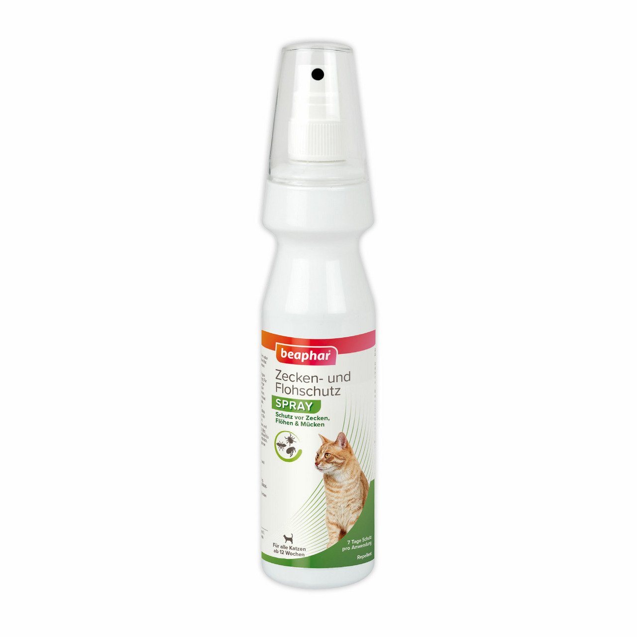 beaphar Zecken- & Flohschutz Spray, Katzen ab 12 Wo., Schutz vor Zecken, Flöhen & Mücken bis 7 Tage, weiße Sprühflasche.