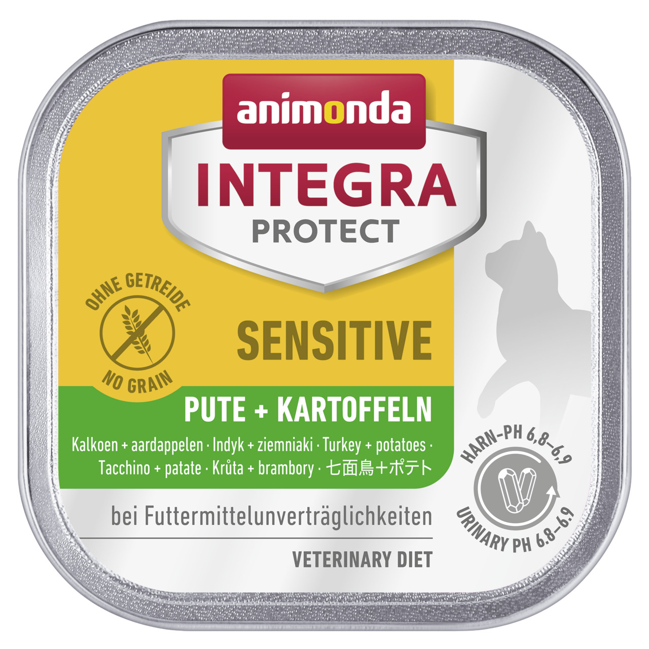Animonda Integra Protect Sensitive, Katzen, Pute & Kartoffeln, getreidefrei, für Futtermittelunverträglichkeiten, 100g, Harn-pH 6,8-6,9.