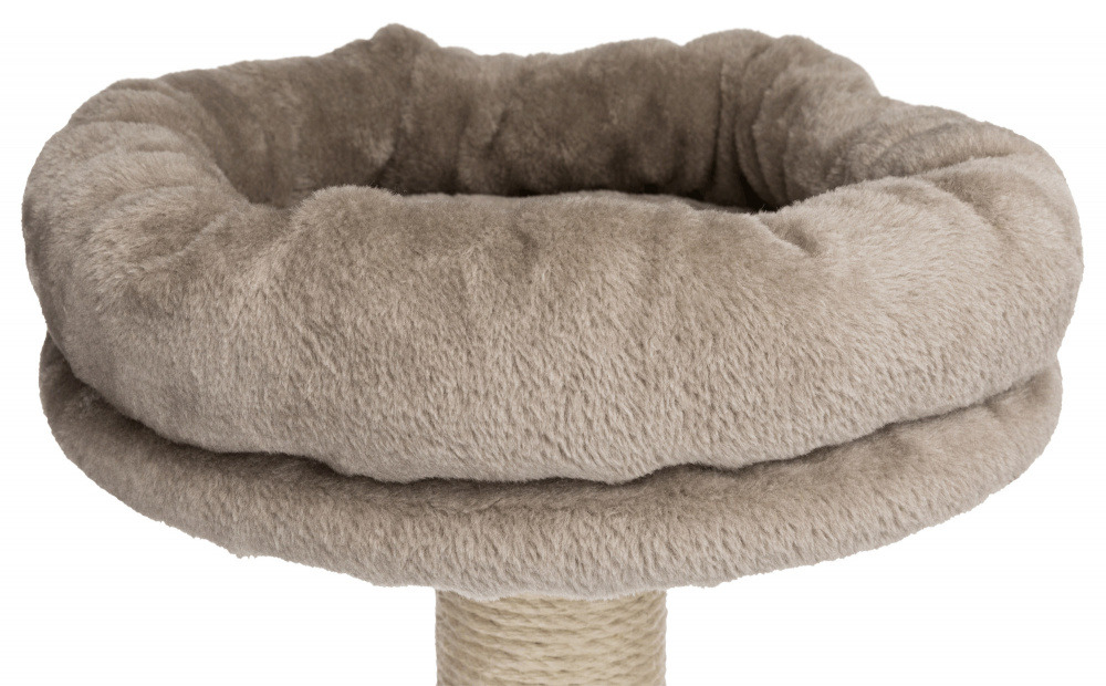 Weiches, beiges Katzenbett von TRIXIE, speziell für Katzen entwickelt. Das Bett ist rund, mit einer gepolsterten, plüschigen Oberfläche für maximalen Komfort. Ideal für Katzen, die einen gemütlichen Schlafplatz suchen. Perfekt für den Einsatz auf Kratzbäu
