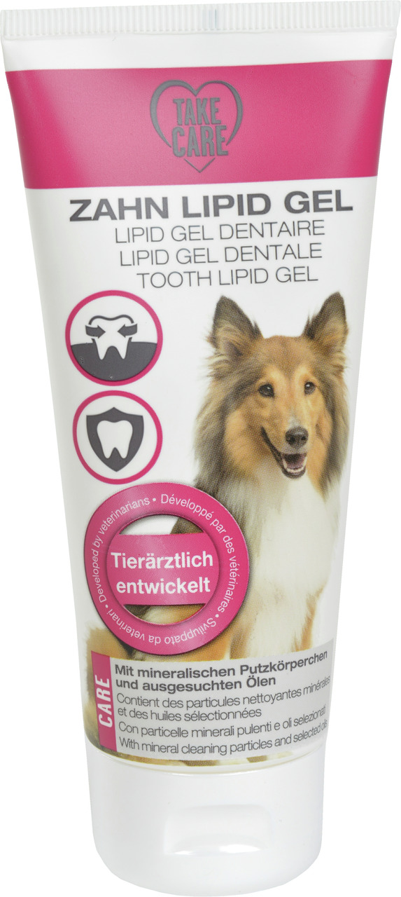 Zahn-Lipid-Gel Take Care für Hunde, Zahnpflege mit mineral. Putzkörpern & Ölen, fördert gesunde Zähne & Atem. Inhalt: 100 ml.