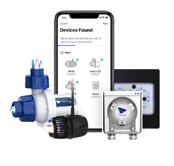 Ecotech Vectra S2 Wasserpumpe & Versa Dosierpumpe, Steuergerät, App-Steuerung für Aquarien, einfache Integration.