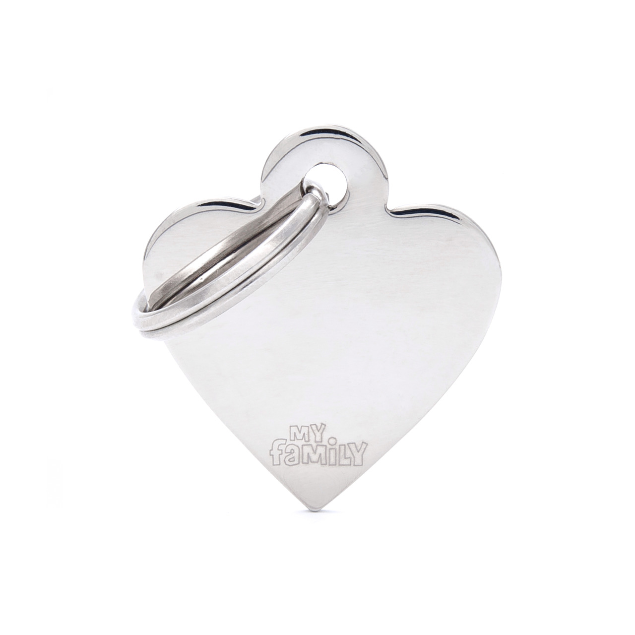 MY FAMILY Classic Small Heart Chromed Brass Tag Hundemarke