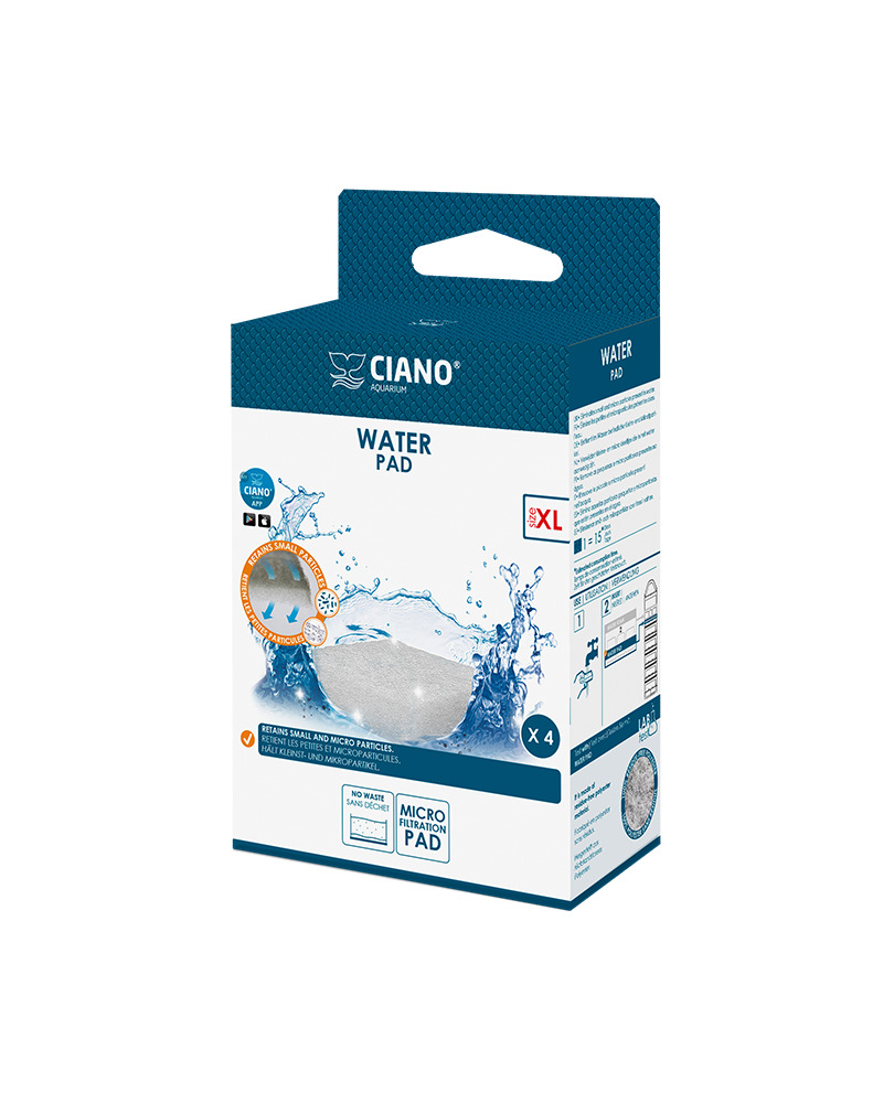 Ciano Water Pad XL, 4 Mikrofiltrationspads, für Aquarienbesitzer, effektive Wasserfiltration, entfernt kleine & mikroskopische Partikel.