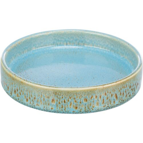 TRIXIE Futternapf, Keramik, Blau mit braunen Akzenten, für Hunde-Katzen, stilvoll, robust & langlebig.