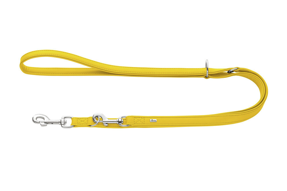 HUNTER Hundeleine, gelb, für Hunde aller Größen, mehrfach verstellbar, stabile Karabiner, robust, langlebig, ideal für Training.