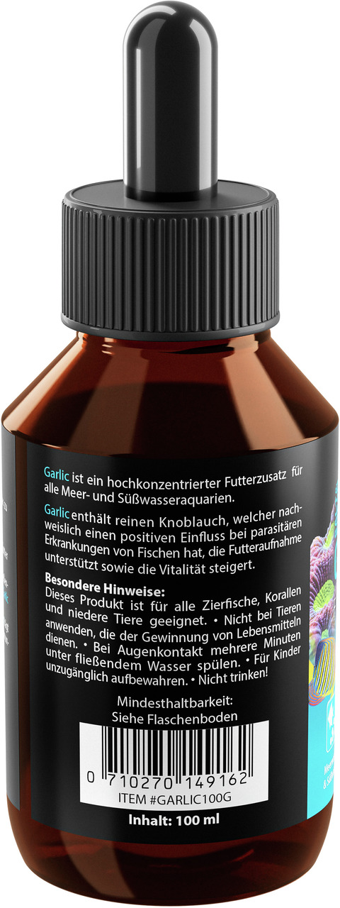 MICROBE-LIFT Garlic, Futterzusatz für Zierfische, Korallen & niedere Tiere, 100 ml Knoblauchextrakt, fördert Vitalität & Futteraufnahme.