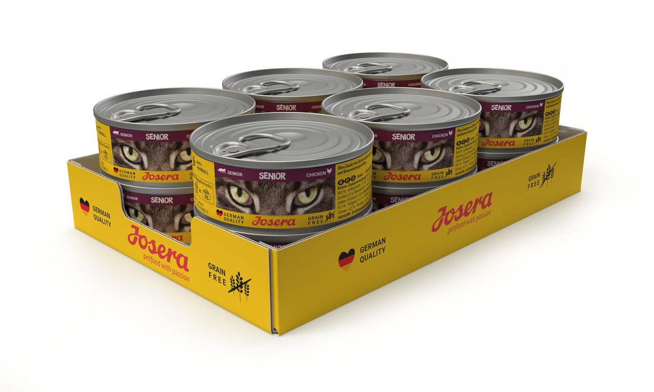 Josera Senior Katzenfutter, Huhn, Grain Free, German Quality, für ältere Katzen, 6x200 g.