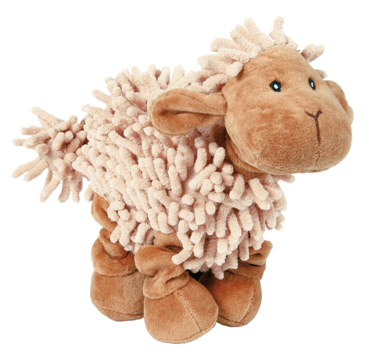 TRIXIE Plüsch-Schaf-Spielzeug f. Hunde, beige, weiche Fransen-Oberfläche, ideal z. Spielen-Kuscheln, f. alle Größen.