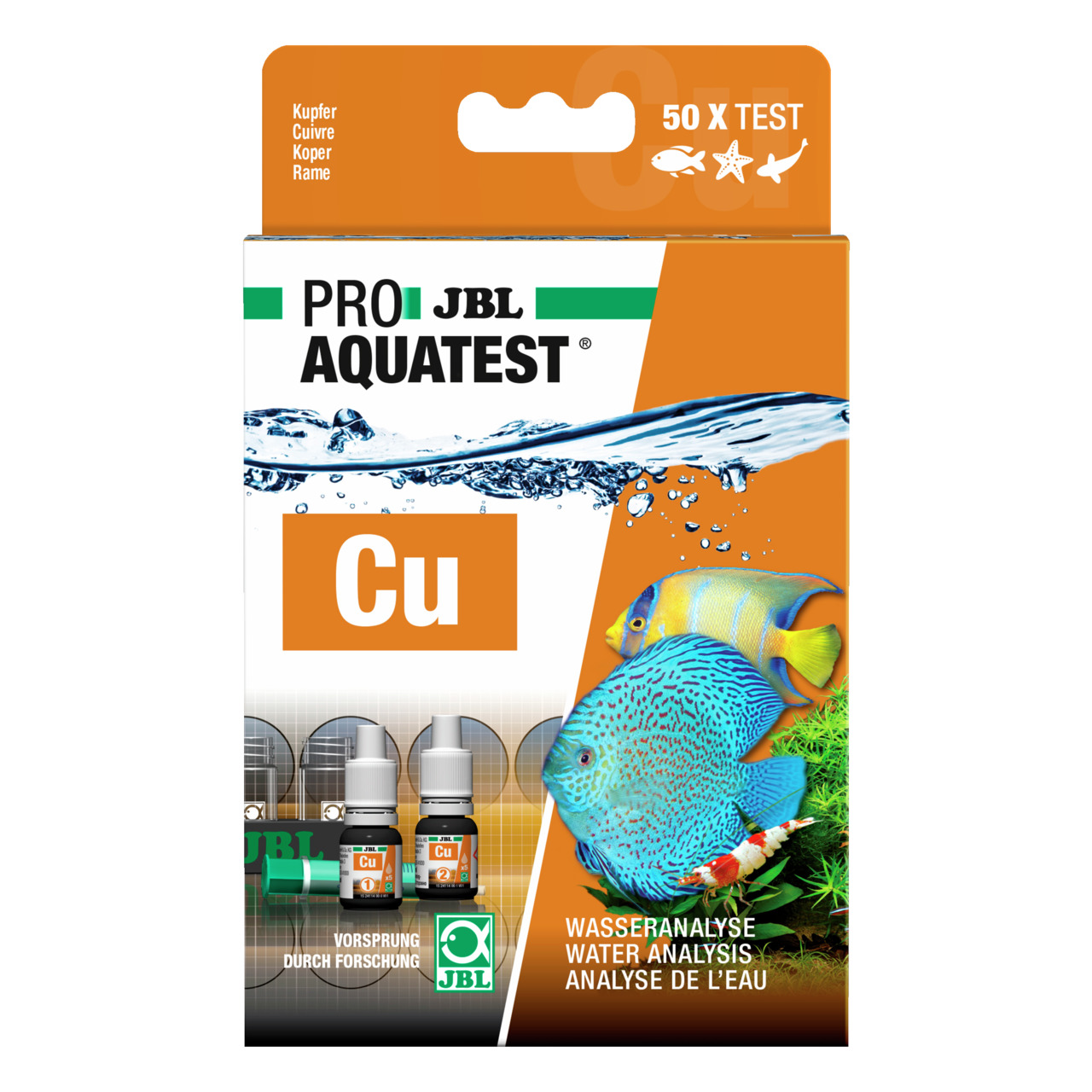 JBL ProAquaTest Cu, Kupfertest f. Aquarienbesitzer, 50 Tests, Wasseranalyse, bunte Zierfische, Pflanzen, "Vorsprung durch Forschung".