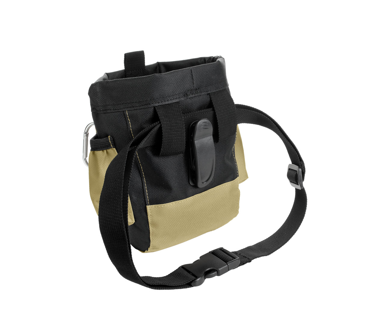 HUNTER Gürteltasche für Hundebesitzer, ideal für Leckerlis & Zubehör, robustes Material, Schwarz/Beige, verstellbarer Gurt, Clip.