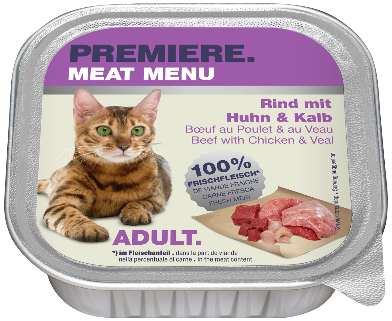 PREMIERE Meat Menu Adult Rind, Huhn und Kalb 100 g