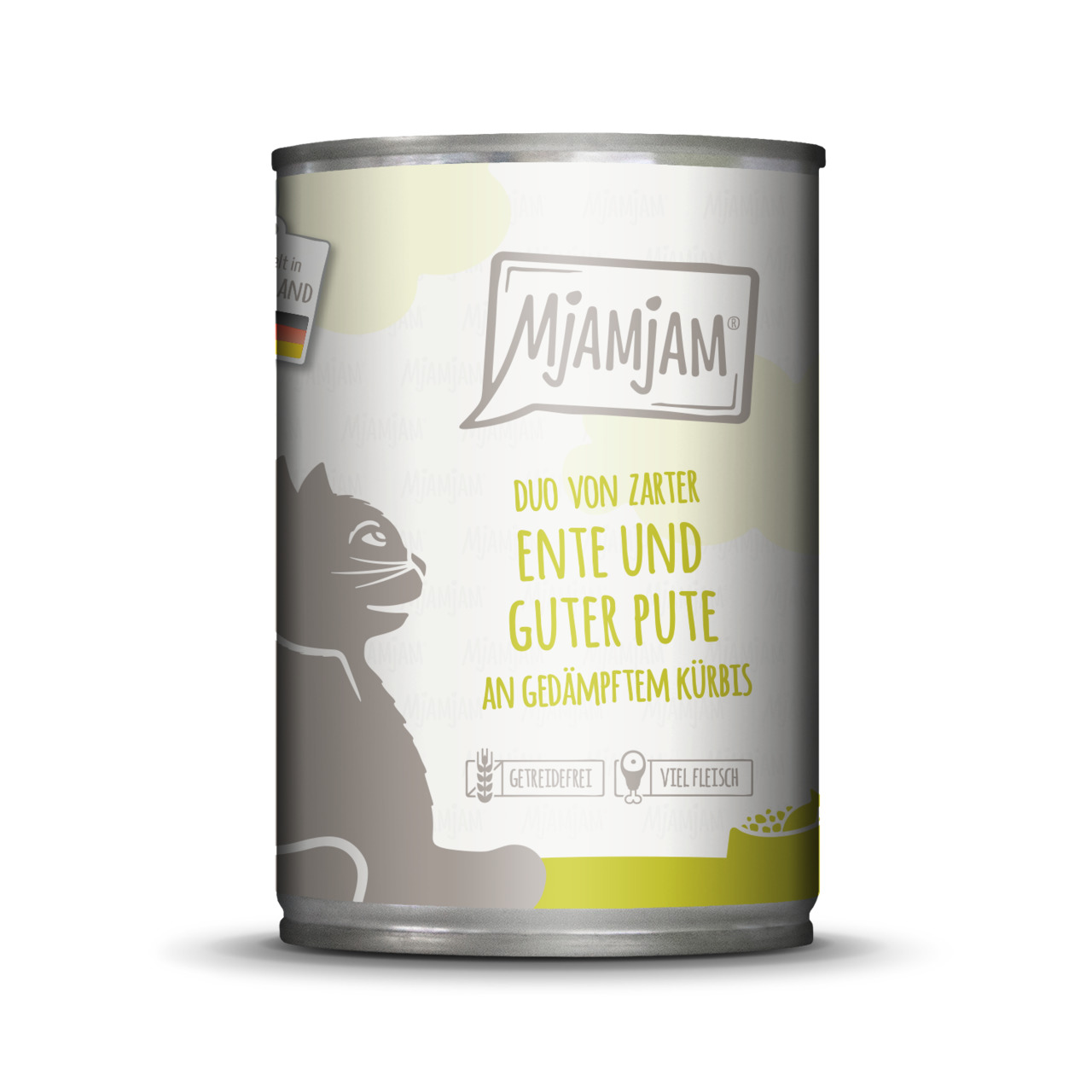 MJAMJAM Katzenfutter, Duo Ente & Pute mit Kürbis, getreidefrei, hoher Fleischanteil, 400 g.