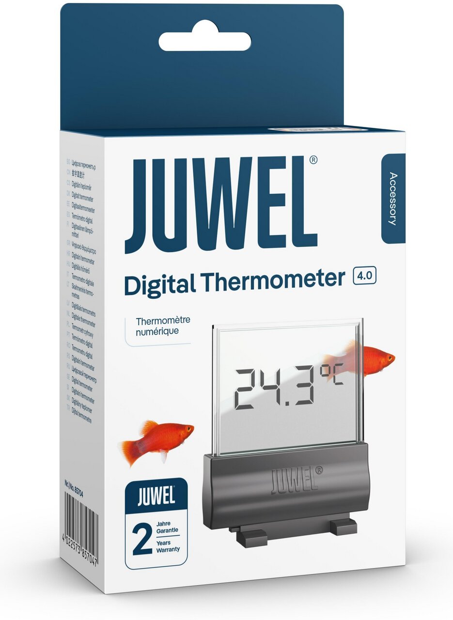 JUWEL Digital Thermometer 4.0, Zubehör f. Aquarienbesitzer, präzise Wassertemp., 24,3°C Display, 2 J. Garantie.