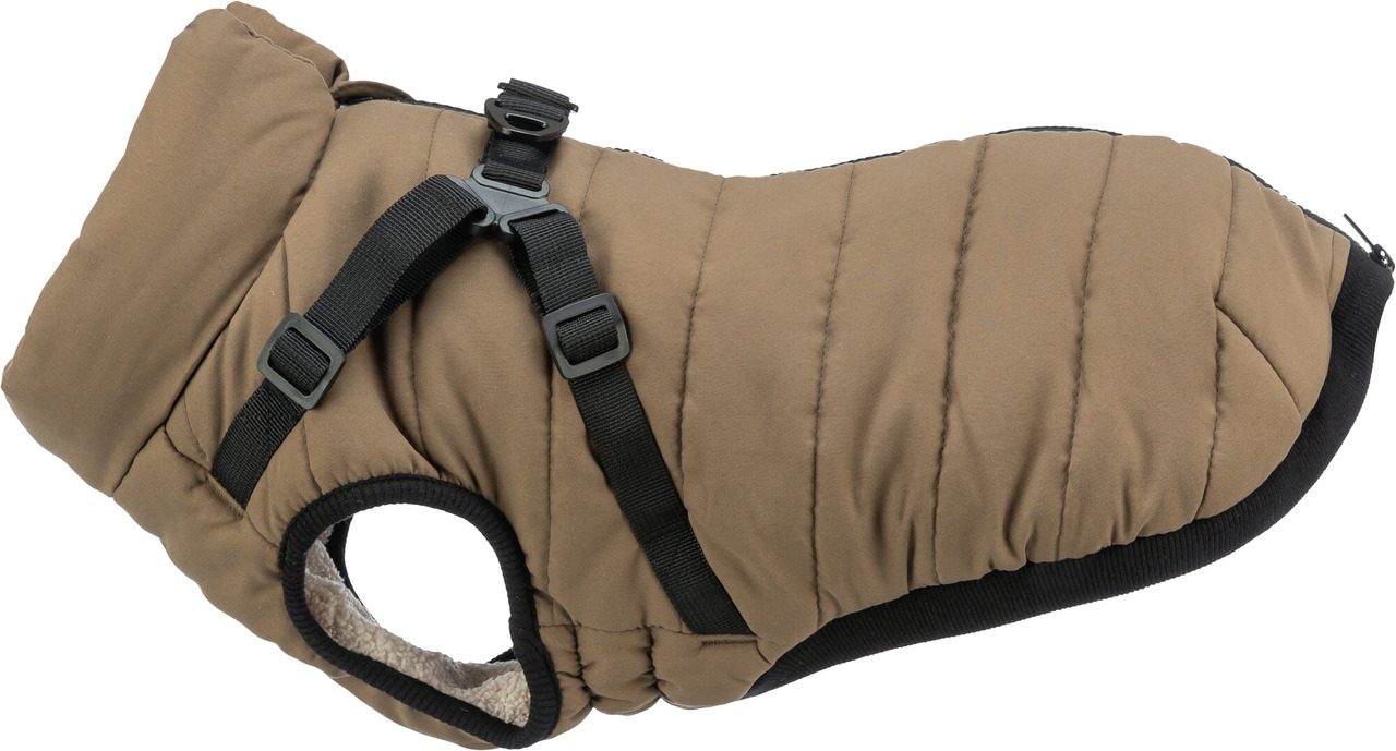 TRIXIE Hundemantel, braun, für kl.-mittelgr. Hunde, gepolstert, schwarzes Innenfutter, verstellb. Gurte, Schutz vor Wind-Kälte.