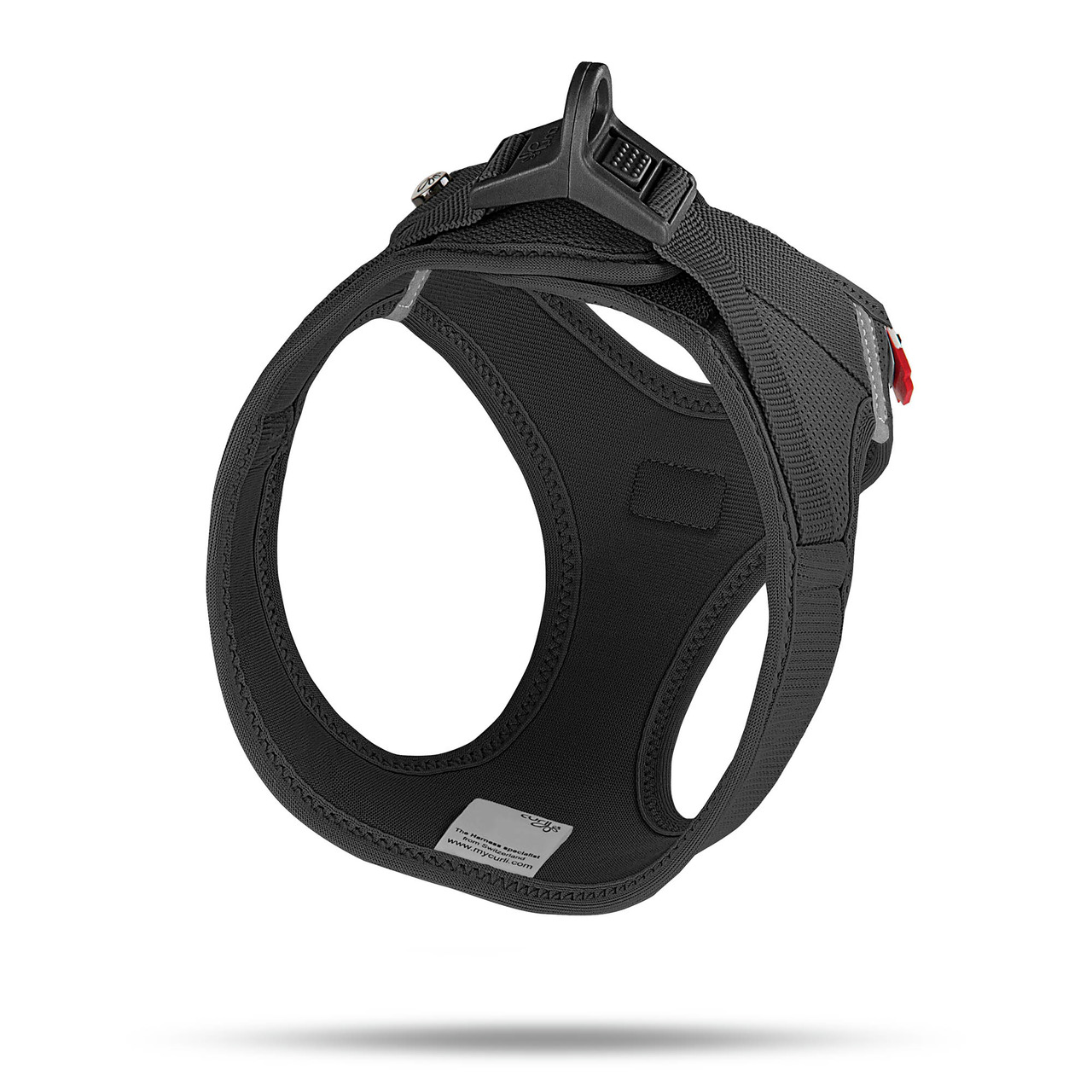 Curli Geschirr Vest Air-Mesh, Schwarz, für kl.-mittelgr. Hunde, atmungsaktiv, ergonomisch, reflektierend, leicht & robust.