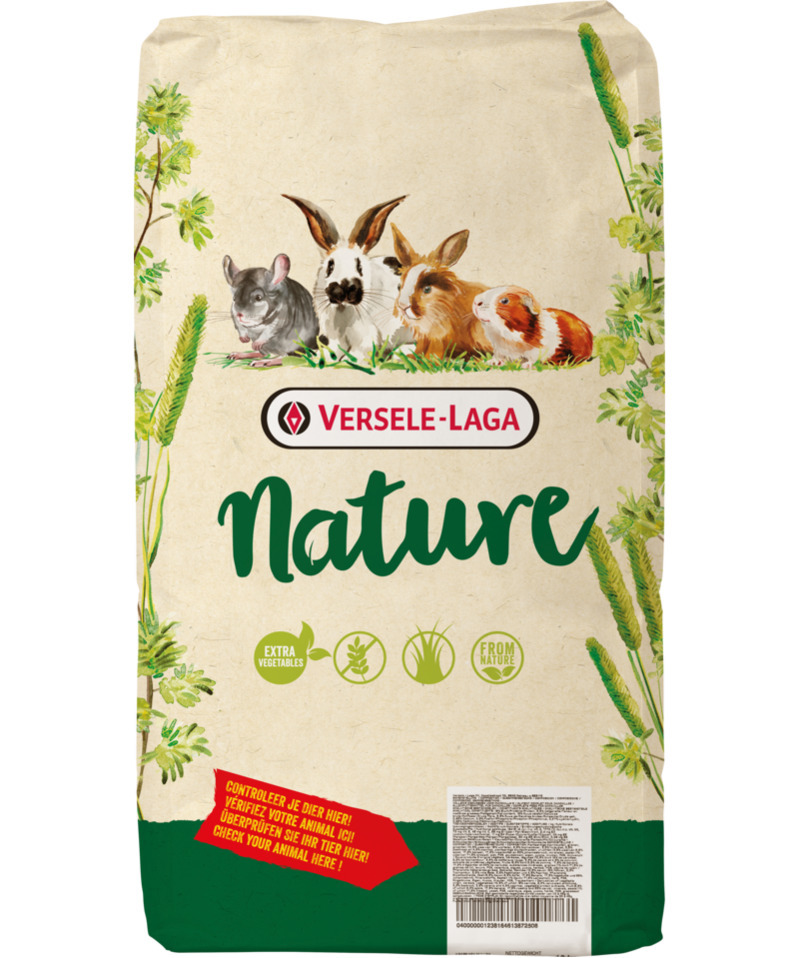 Versele-Laga Nature, Futter f. Kleintiere (Kaninchen, Meerschweinchen, Chinchillas), mit extra Gemüse & natürlichen Zutaten.