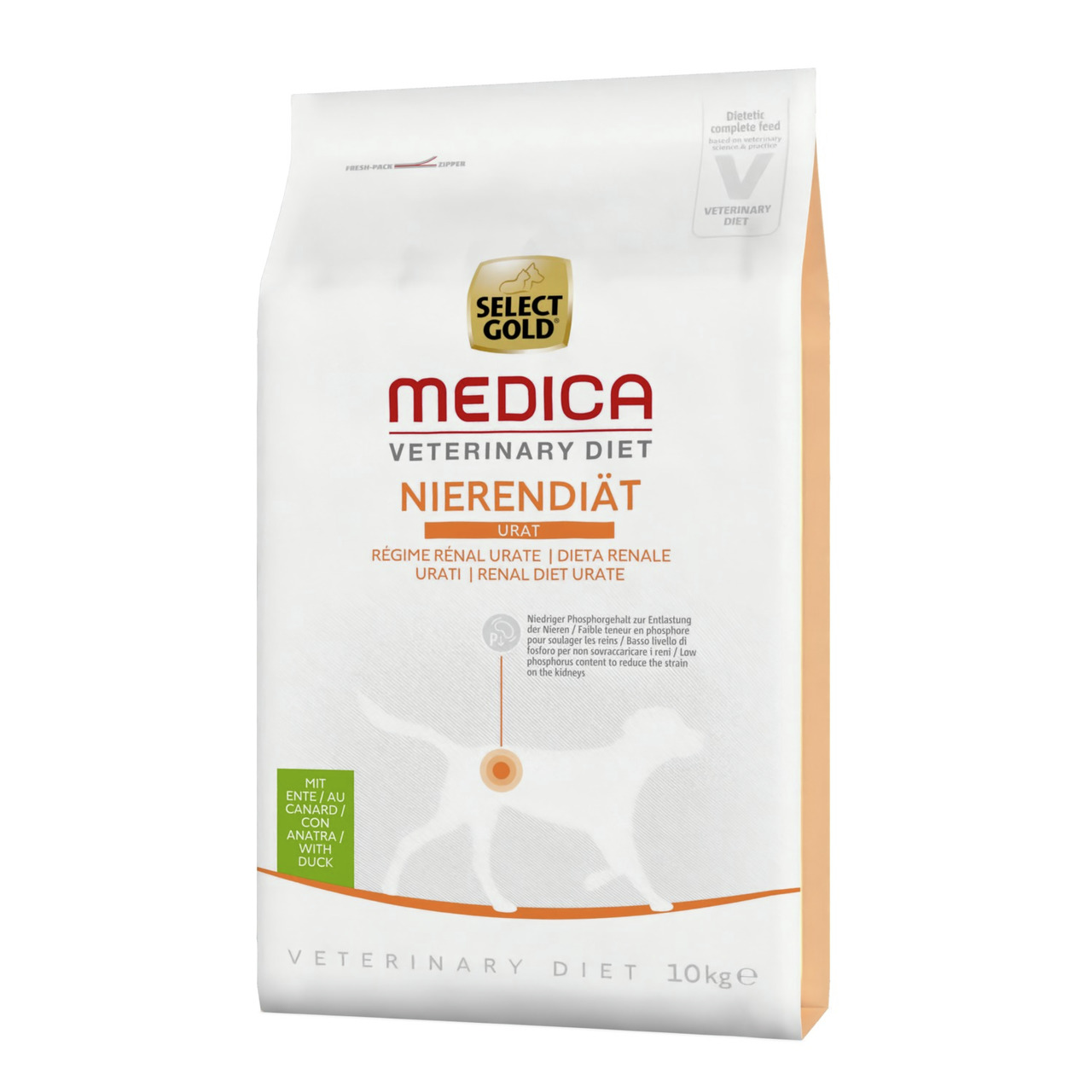 Select Gold Medica Veterinary Diet Nierendiät Urat, 10 kg, für Hunde mit Nierenproblemen, Ente, reduzierter Phosphorgehalt.