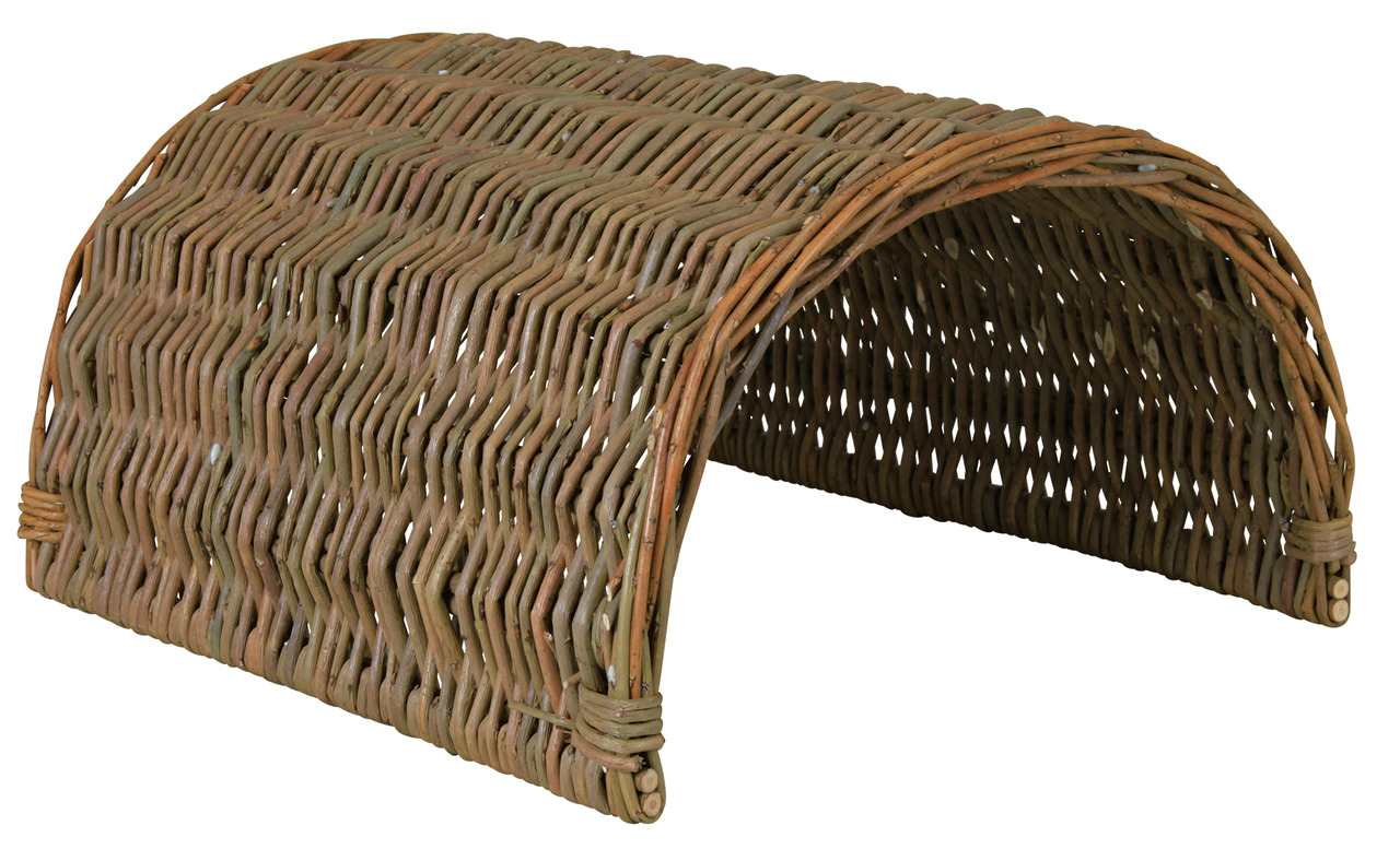 Geflochtene Weidenbrücke TRIXIE, für Kleintiere (Kaninchen-Meerschweinchen), Versteck-Spielplatz, aus unbehandeltem Holz, sicher zum Knabbern.