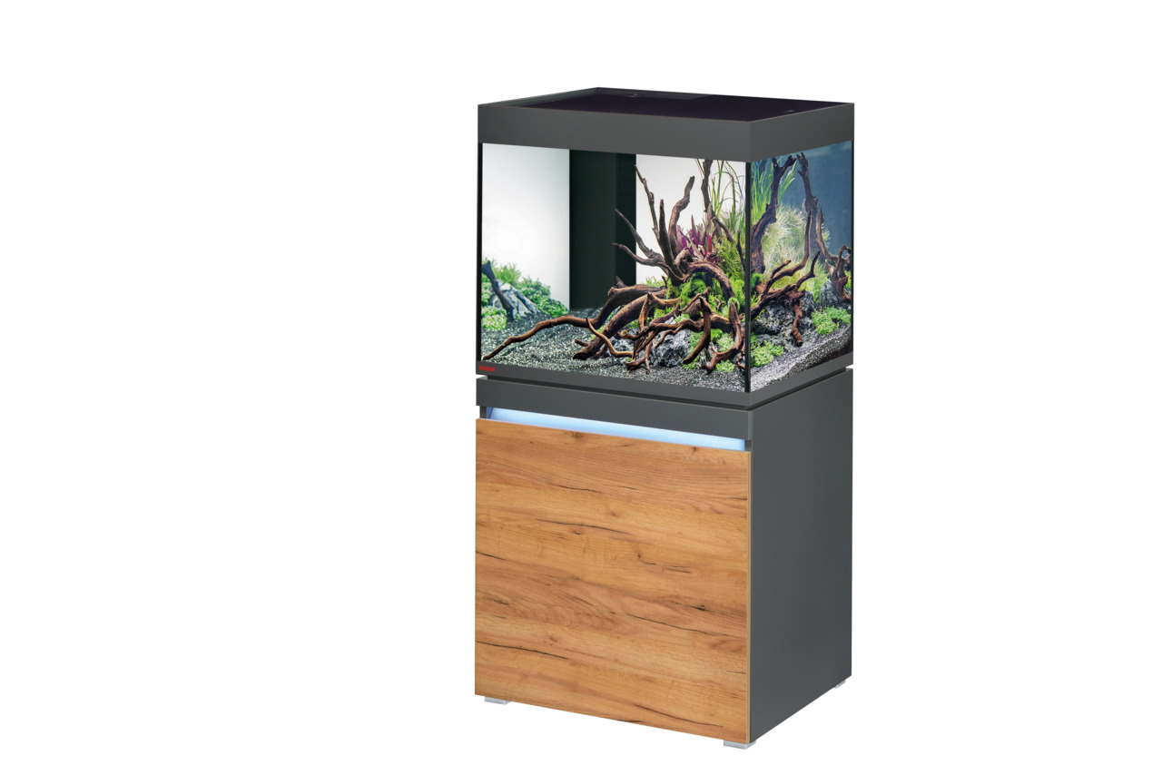 EHEIM aquarium proxima 175: Aquarium-Set f. Fischliebhaber, modernes Design, Holzoptik-Unterschrank, 175 l, klarer Blick, Deko inkl.