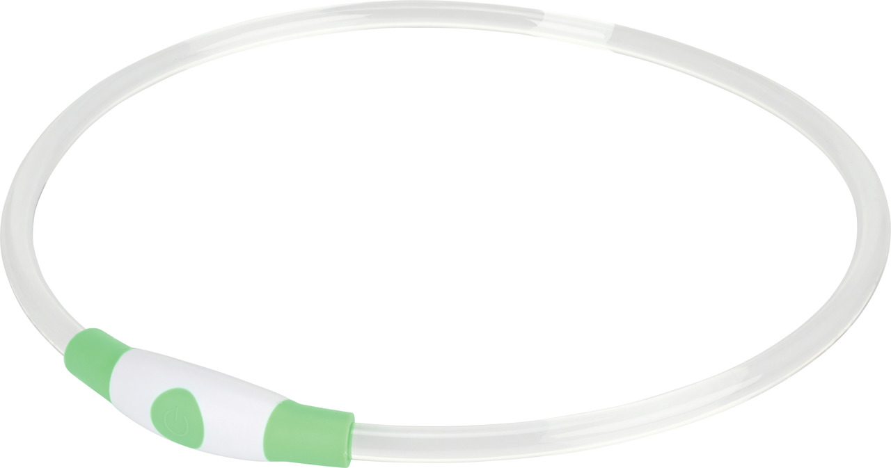 AniOne LED-Leuchthalsband für Hunde, grün-weiß, anpassbar, für bessere Sichtbarkeit & Sicherheit bei Dunkelheit.