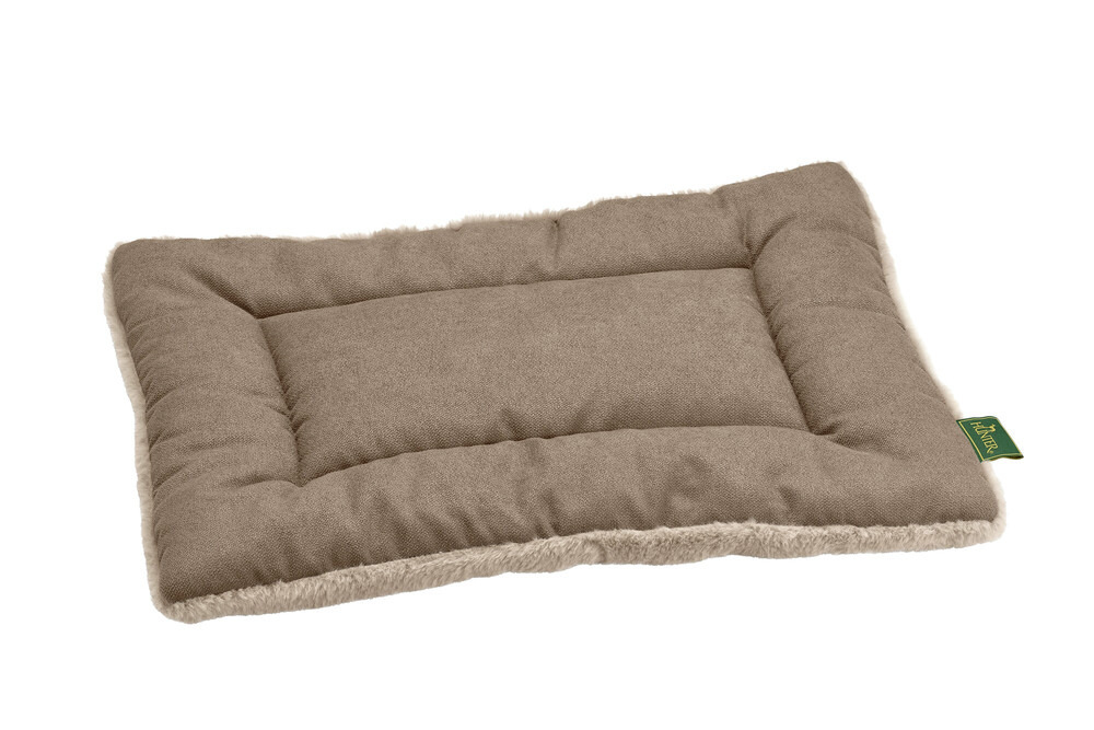 Hundekissen HUNTER Gent, Beige, für Hunde aller Größen, weiche Polsterung, flauschiger Rand, rechteckig, pflegeleicht, ideal zu Hause/unterwegs.