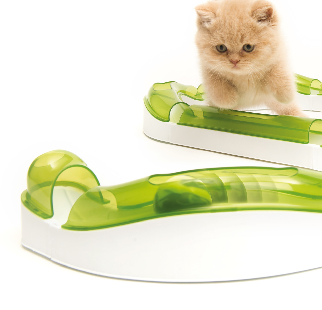 Catit Senses 2.0 Spielschienen-Set, für Katzen, weiß-grün, stimuliert Sinne & beschäftigt, ideal für alle Altersgruppen.