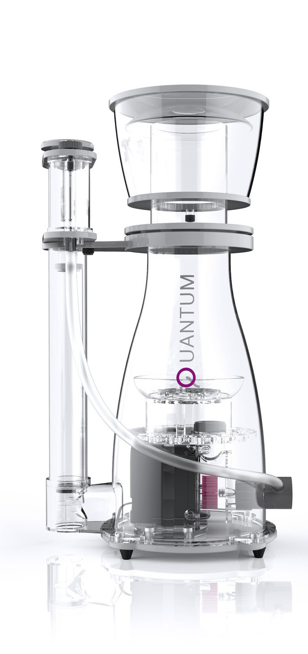 Nyos Quantum Abschäumer, für Meerwasseraquarien, entfernt organische Abfälle, kompakt, modernes Design, hochwertig, transparent.