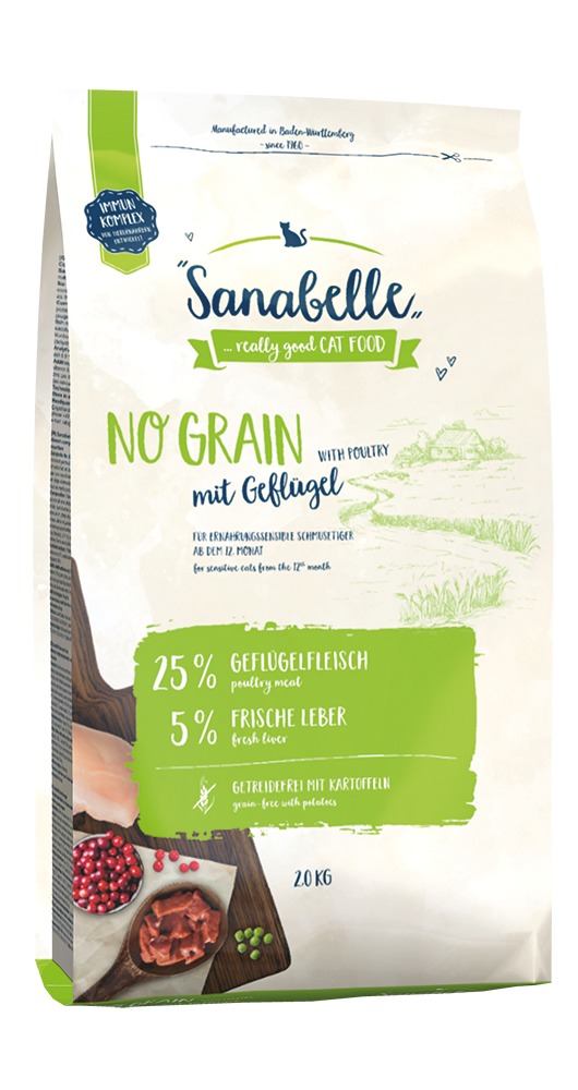 Sparpaket Sanabelle No Grain mit Geflügel 2 x 2kg Katzentrockenfutter