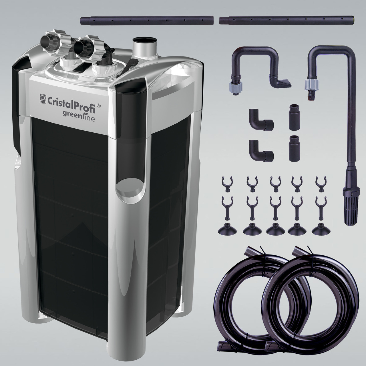 JBL CristalProfi greenline Außenfilter, für Aquarienbesitzer, umweltfreundl. Wasserfilterung, inkl. Filter, Schläuche, Zubehör.