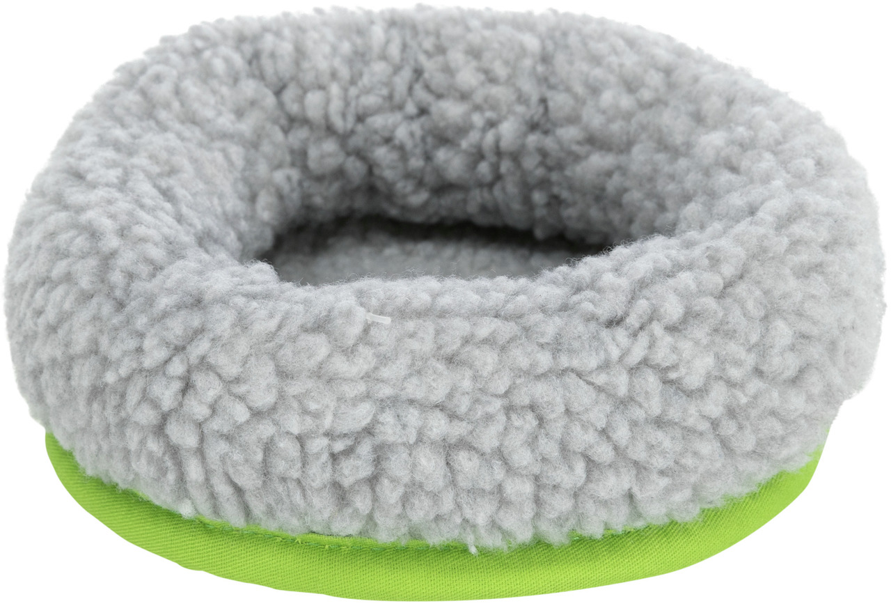 TRIXIE Haustierbett, rund, für kl. Hunde & Katzen, Plüsch grau-grün, Ø 35 cm, ideal für Komfortliebhaber.