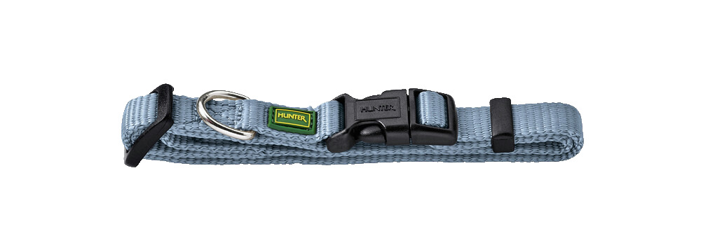 HUNTER Hundehalsband Tripoli, Nylon, hellblau, Klickverschluss, Metall-D-Ring, Markenlogo, für Hunde, Komfort & Sicherheit.