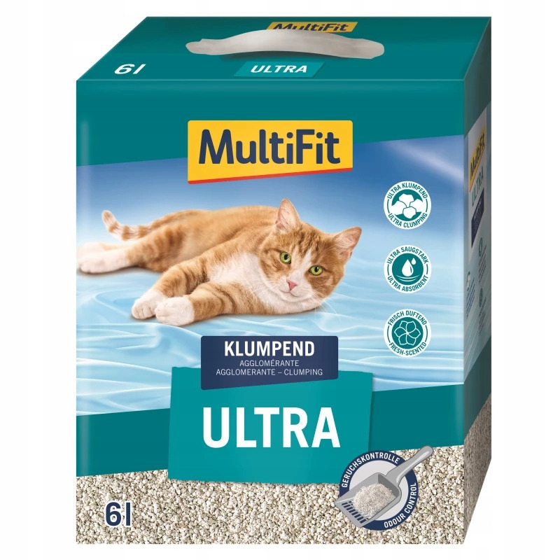 MultiFit Ultra Klumpend Katzenstreu, 6L, für Katzenhalter, ultra-klumpend, hohe Saugkraft, frischer Duft.