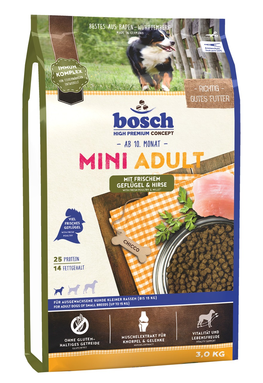 Bosch Mini Adult Geflügel & Hirse Hunde Trockenfutter 3 kg