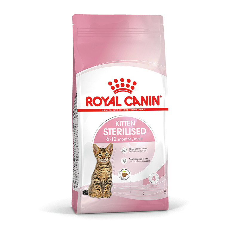 ROYAL CANIN Kitten Sterilised, für sterilisierte Kätzchen (6-12 Monate), 4 kg, unterstützt Immunsystem, Wachstum & Gewichtskontrolle.