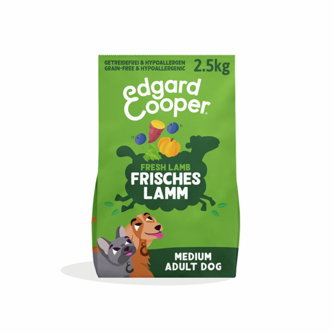 Edgard & Cooper Frisches Lamm für ausgewachsene Hunde, getreidefrei, 2,5 kg, mittlere Rassen, hypoallergen, frischer Geschmack.