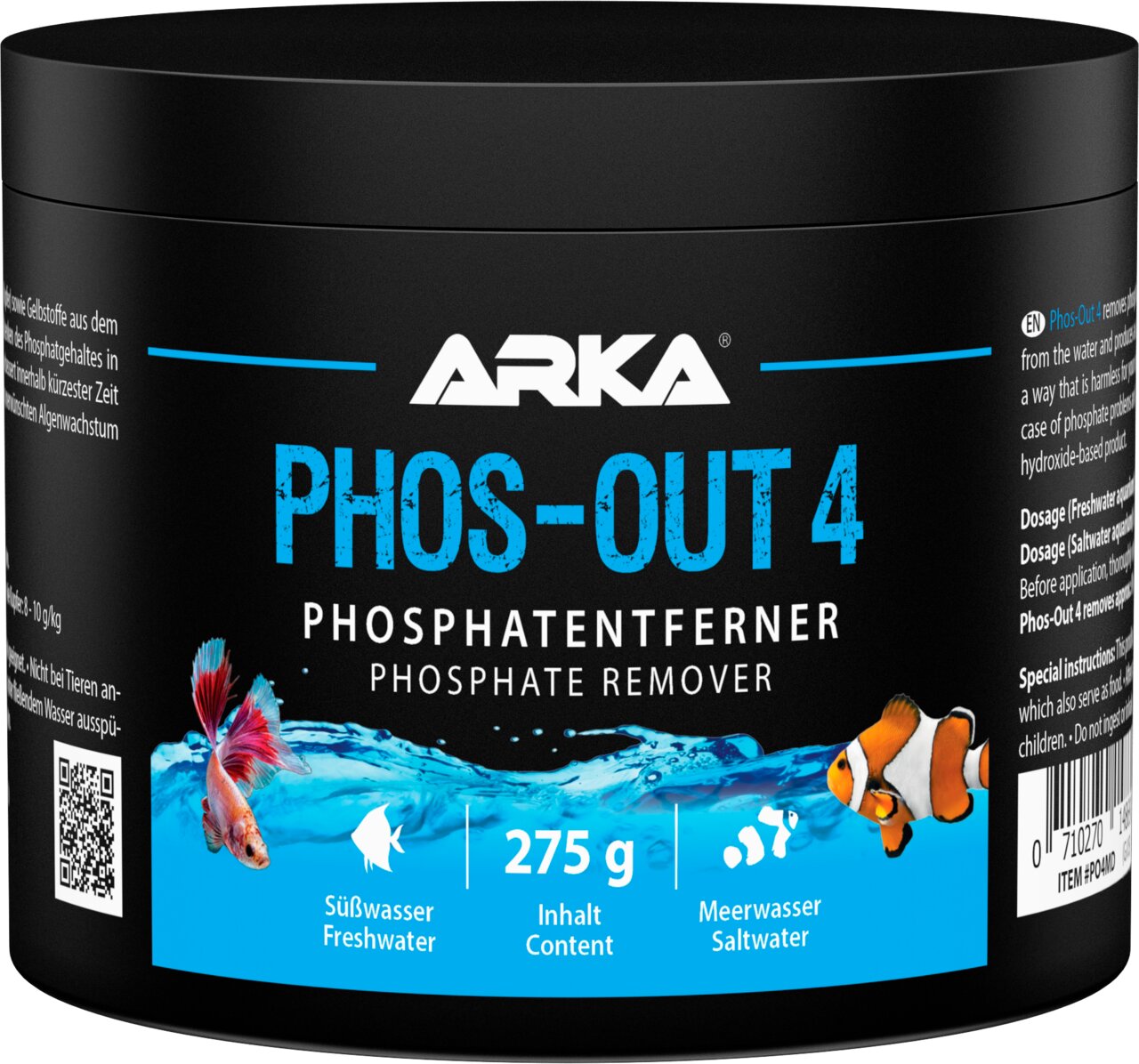 ARKA Phos-Out 4 Phosphatentferner für Süß- und Meerwasseraquarien, entfernt Phosphat, 275 g Inhalt.