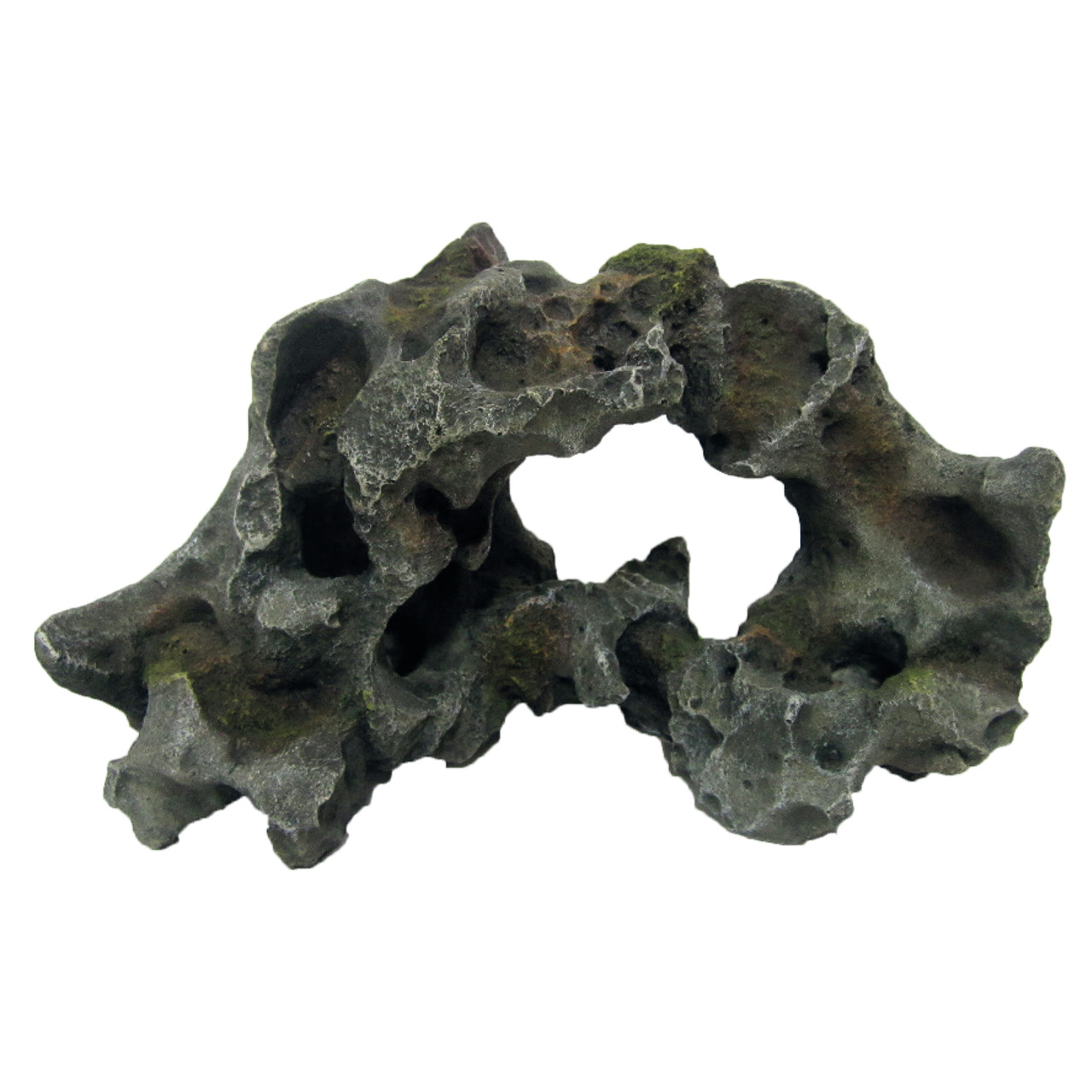 Amtra Dekosteine, künstlich, für Aquarien, grau mit grünen Akzenten, porös, Verstecke für Fische, für Süß-/Meerwasser, naturnah.