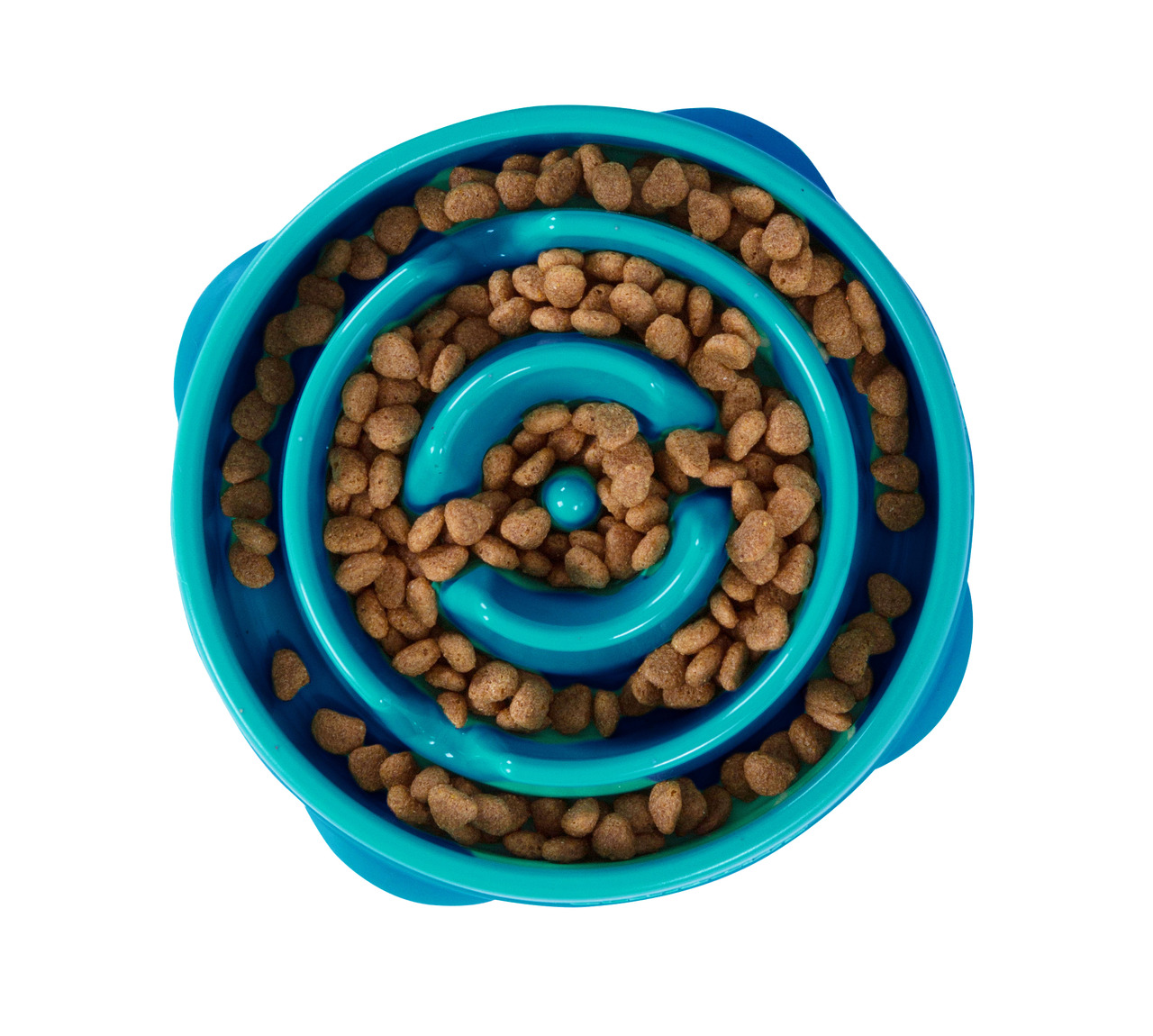 Outward Hound Fun Feeder Slo-Bowl, interaktiver Futternapf für Hunde, spiralförmig, reduziert Schlingen, blau.